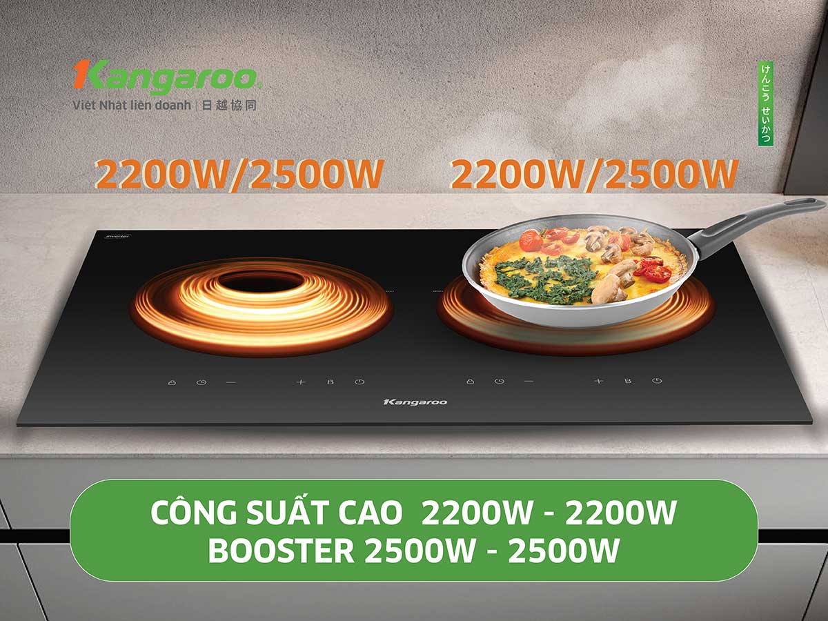 Công suất mạnh mẽ lên đến 5.000W – Làm nóng siêu tốc Bếp từ âm Kangaroo KGIC50D1C